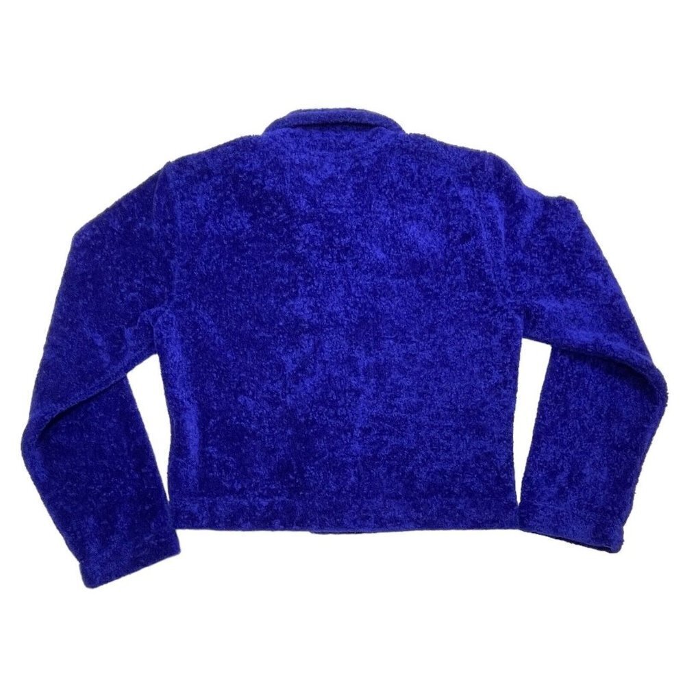 COUNTY CLOTHING‎ Cropped Fleece Jacket Women's Small Blue/Purple Artsy Buttons - Picture 5 of 15